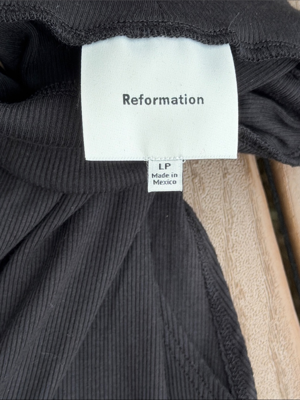 Reformation Black Mock Neck Mixed Media Midi Dress NWOT large petite - Picture 5 of 6